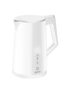   Двустенна кана с контрол на температурата ECG RK 1893 Digitouch White, 1.7л, 1850–2200 W, Бял - Код G5542