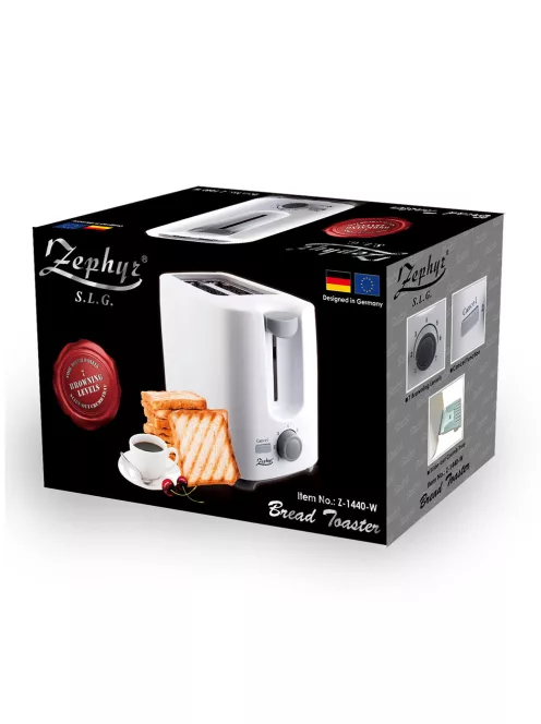 Тостер ZEPHYR ZP 1440 W, 700W, 2 филийки, 7 степени, Тавичка за трохи, Бял - Код G8259