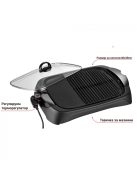 Електрическа скара ZEPHYR ZP 1015 O, 2000W, 2 зони за печене, Стъклен капак, Термостат, Черен - Модел G8295