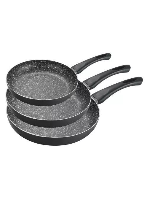 Комплект тигани MUHLER MR-3468, 3 броя, 20x4cm, 24x4.5cm, 28x5cm, Черен - Код G8854