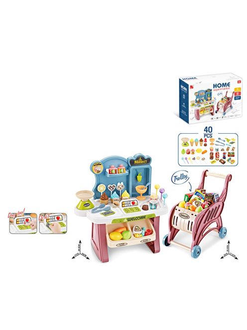 Детски комплект супермаркет с количка за пазаруване EmonaMall - Код W4921