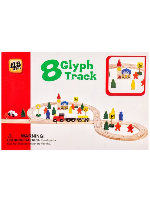 Детски дървен влак с път и ЖП гара (48 части) EmonaMall - Код W5201